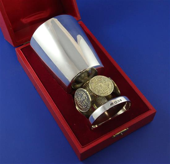 A 1970s parcel gilt silver Bristol 600 limited edition commemorative goblet by Stuart Devlin